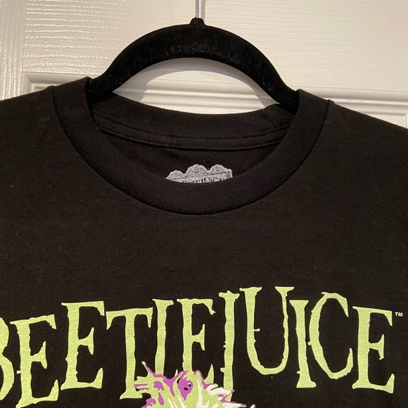 NWT Beetlejuice Size 3X Black Cotton Crew Neck Tee Shirt Graphic Logo Keaton - Picture 3 of 11